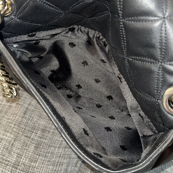 Kate Spade Bag Black Quilted Vegan Leather Gold Chain Shoulder / Crossbody - Picture 15 of 17